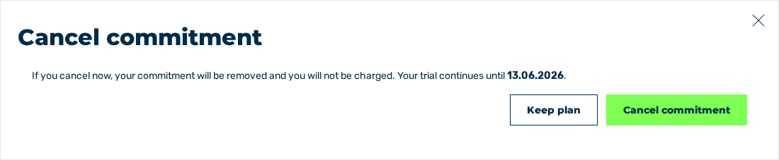 Dialog Cancel commitment