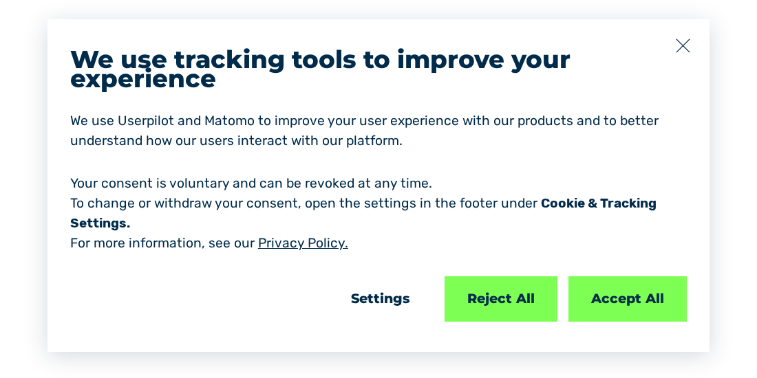 Dialog We use tracking tools to improve your experience