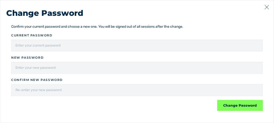 Dialog Change Password