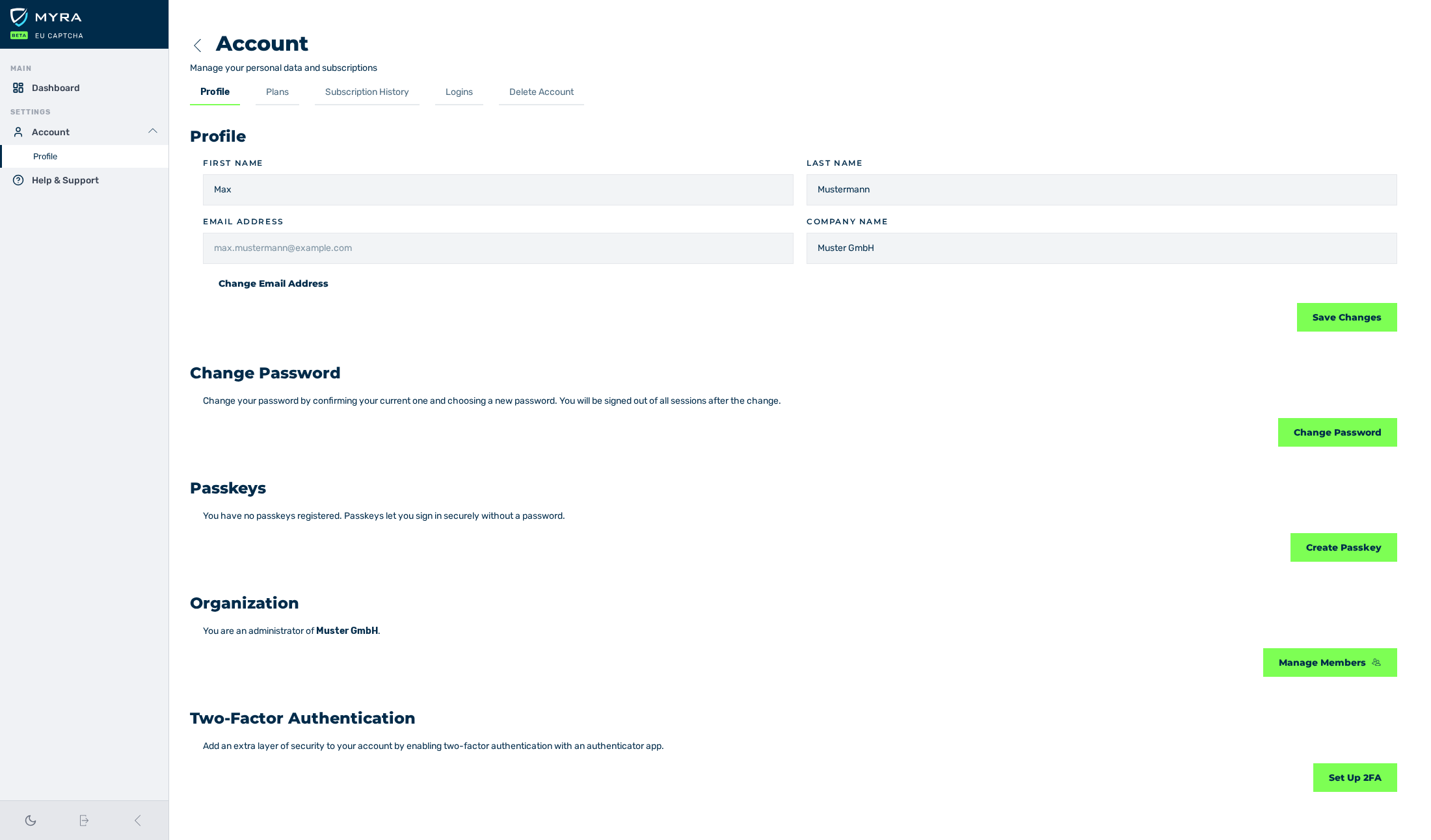 Ansicht Account