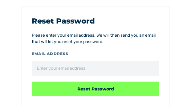Reset Password view
